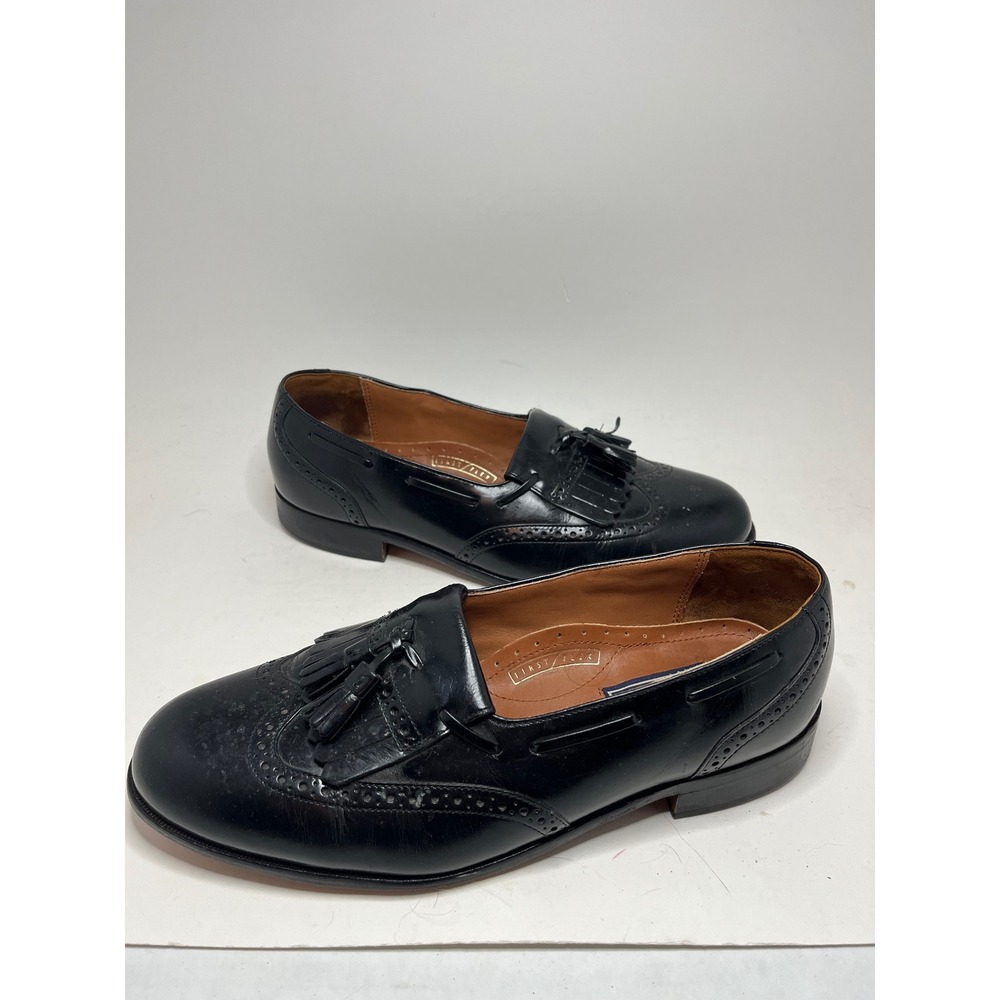 Bostonian Mens Loafers 8.5 M Black Tassel Kiltie Wingtip Brogue Leather Shoes